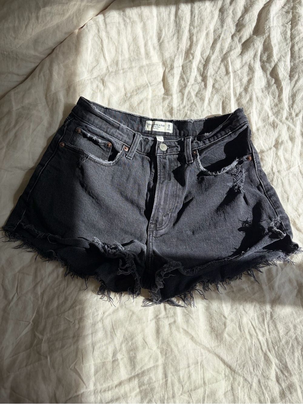 Abercrombie & Fitch Black Distressed Denim Cutoff Shorts